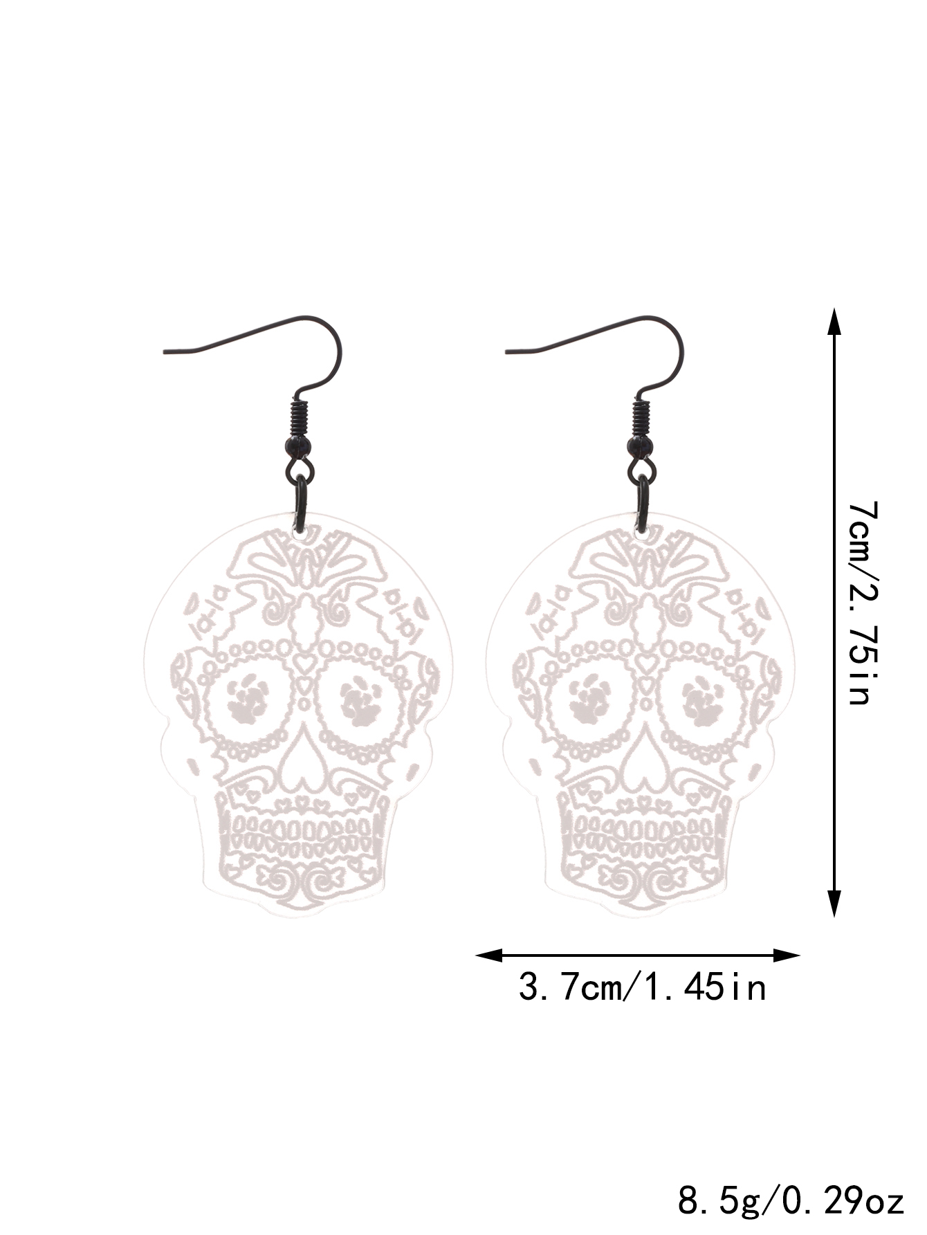 1 Pair Casual Vintage Style Simple Style Skull Transparent Arylic Drop Earrings display picture 5