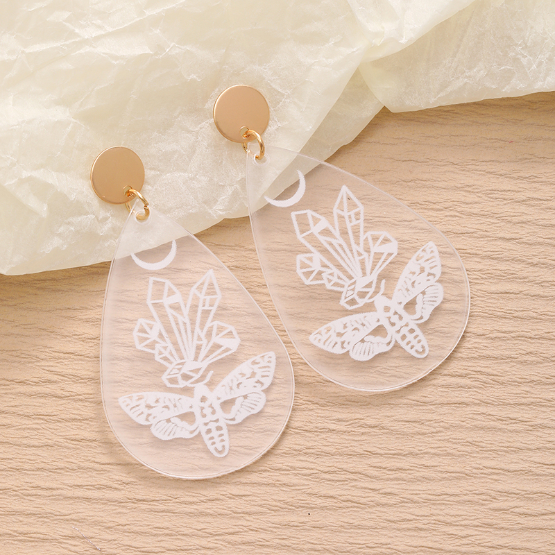 1 Pair Casual Vintage Style Sweet Stone Bee Printing Arylic Drop Earrings display picture 2