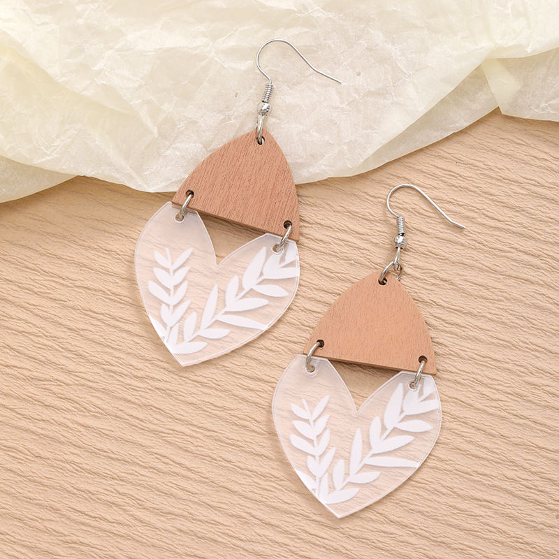 1 Pair Casual Cute Simple Style Leaves Heart Shape Transparent Arylic Drop Earrings display picture 1
