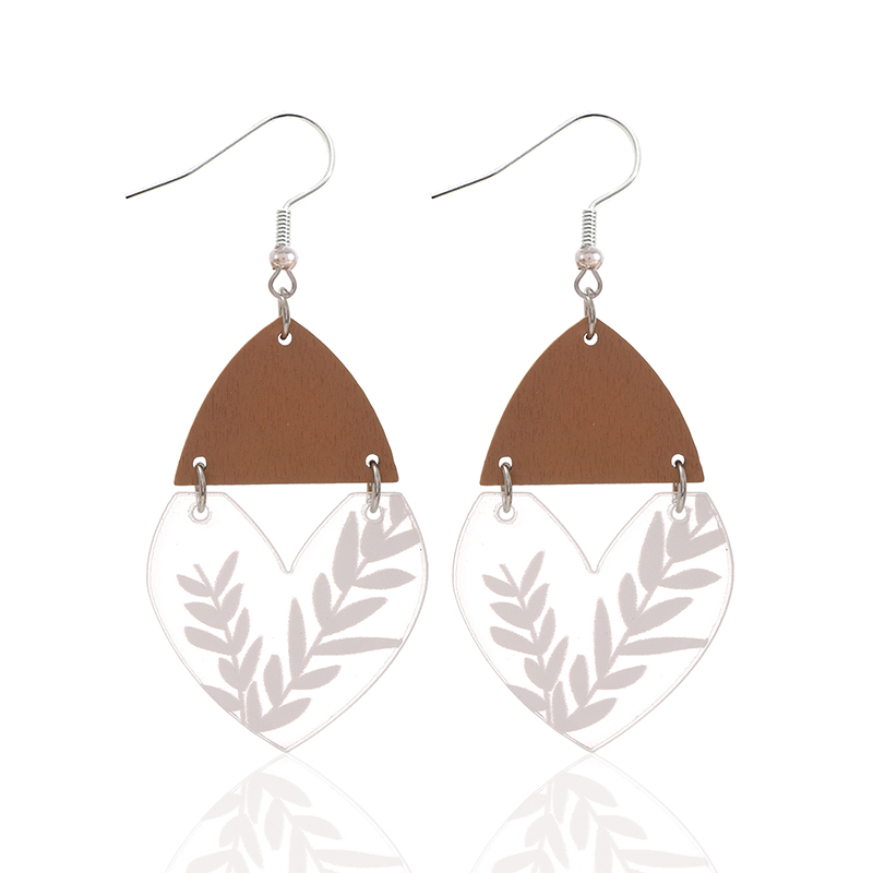 1 Pair Casual Cute Simple Style Leaves Heart Shape Transparent Arylic Drop Earrings display picture 3