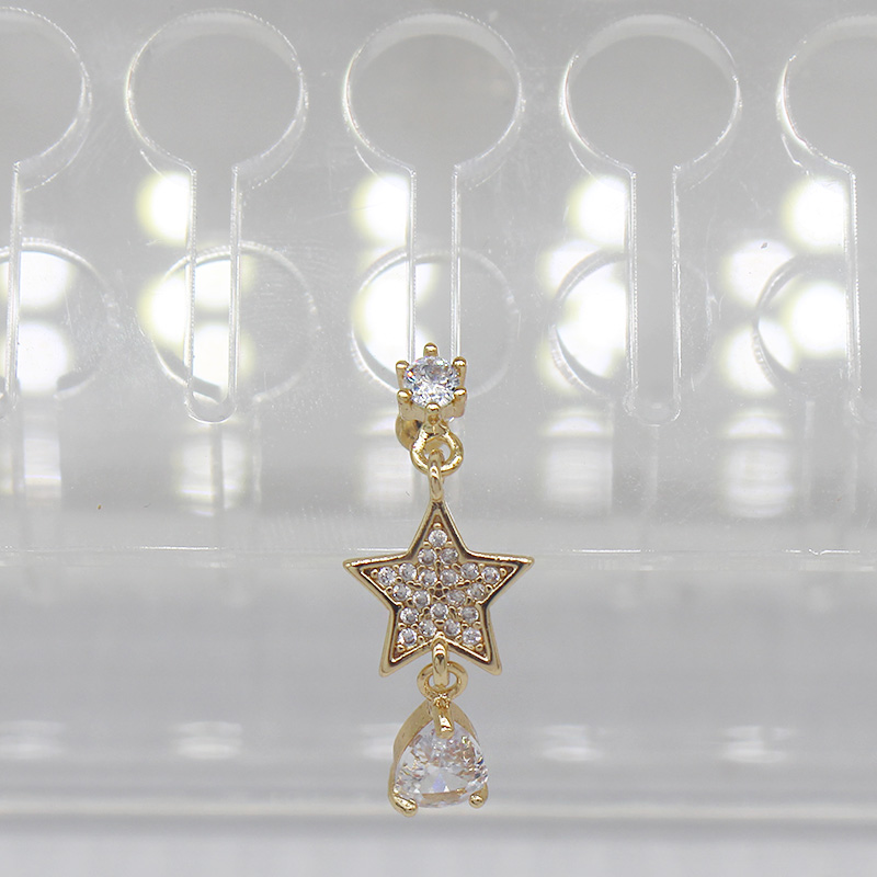 1 Piece Glam Shiny Star Bow Knot Plating Inlay 316 Stainless Steel  Copper Rhinestones Glass Zircon Gold Plated Cartilage Earrings display picture 21