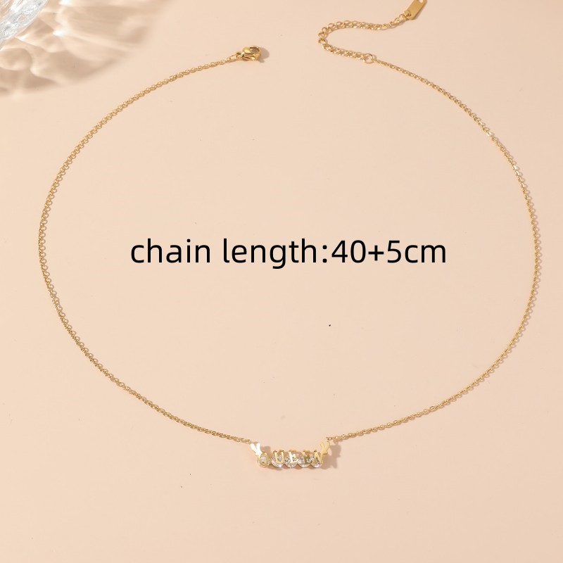 Titanium Steel 18K Gold Plated Simple Style Classic Style Plating Inlay Solid Color Artificial Rhinestones Pendant Necklace display picture 4