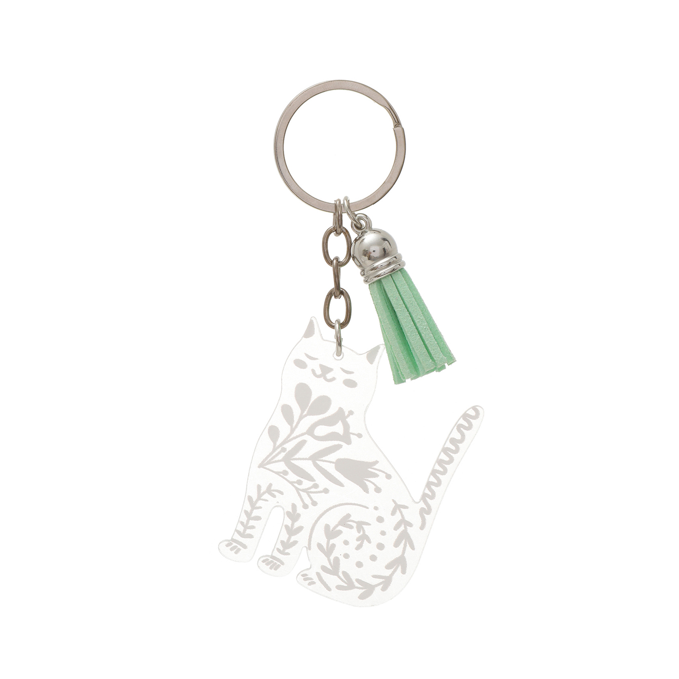 Cute Sweet Simple Style Cat Arylic Tassel Transparent Bag Pendant Keychain display picture 5
