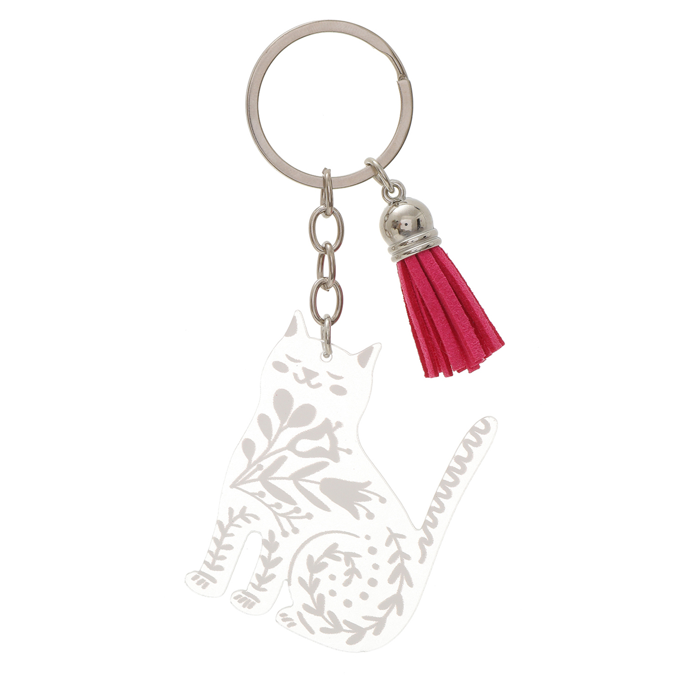 Cute Sweet Simple Style Cat Arylic Tassel Transparent Bag Pendant Keychain display picture 4