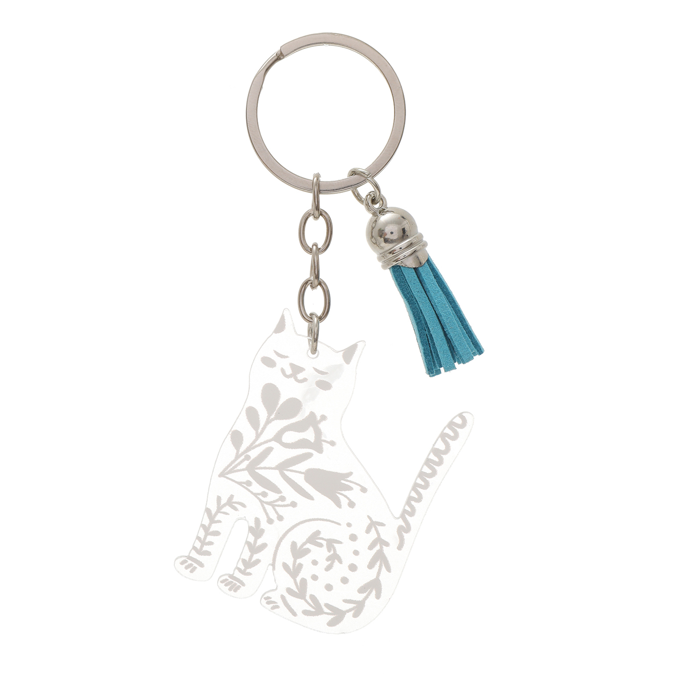 Cute Sweet Simple Style Cat Arylic Tassel Transparent Bag Pendant Keychain display picture 6