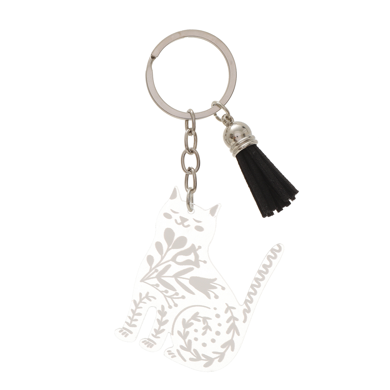 Cute Sweet Simple Style Cat Arylic Tassel Transparent Bag Pendant Keychain display picture 7
