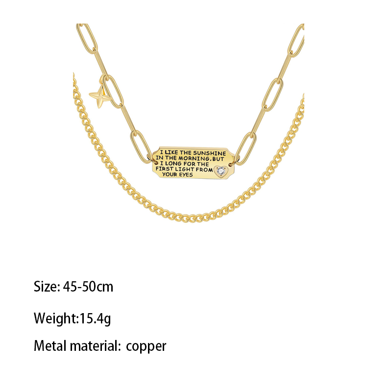 Wholesale Glam Solid Color Square Copper Plating Carving Gold Plated Layered Necklaces display picture 2
