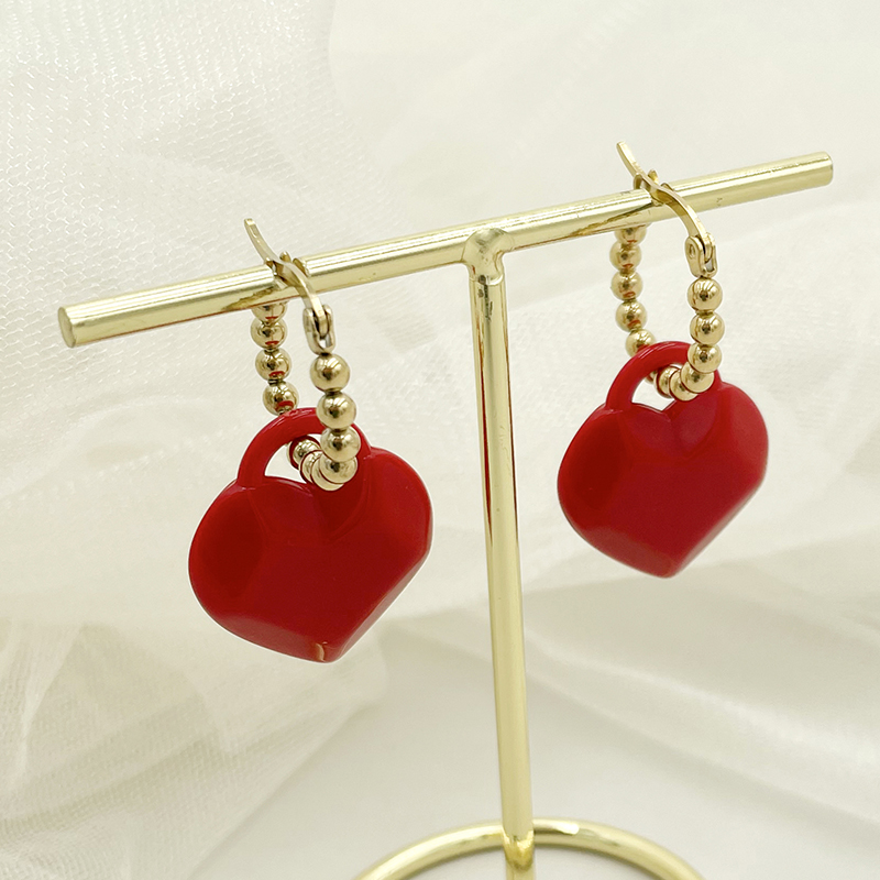 1 Set Simple Style Roman Style Heart Shape Plating Inlay 304 Stainless Steel Pearl 14K Gold Plated Drop Earrings display picture 2