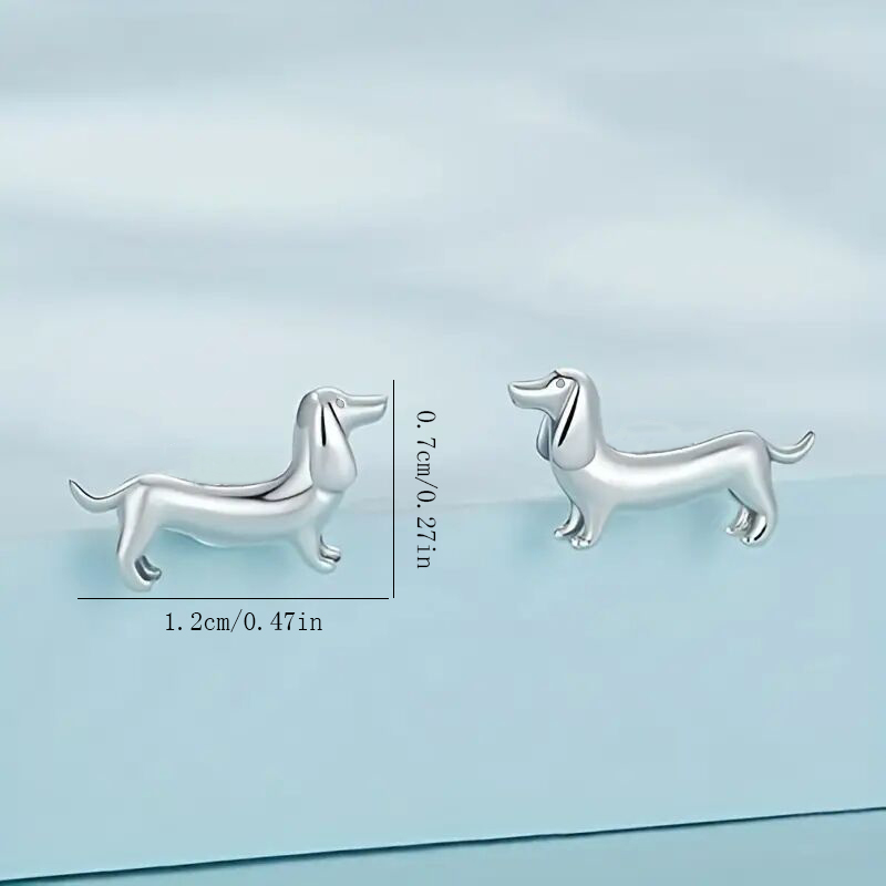 1 Pair French Style Simple Style Dog Alloy Silver Plated Ear Studs display picture 5