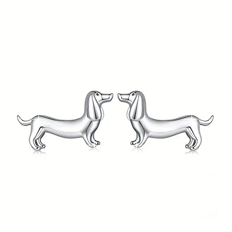 1 Pair French Style Simple Style Dog Alloy Silver Plated Ear Studs display picture 2