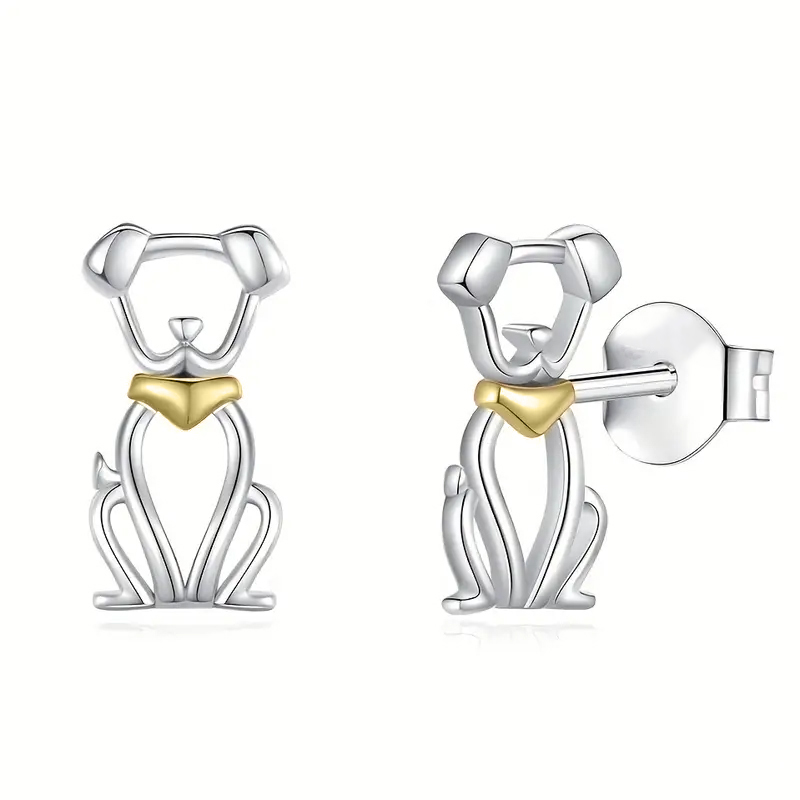 1 Pair Cute Sweet Simple Style Dog Hollow Out Alloy Gold Plated Silver Plated Ear Studs display picture 4