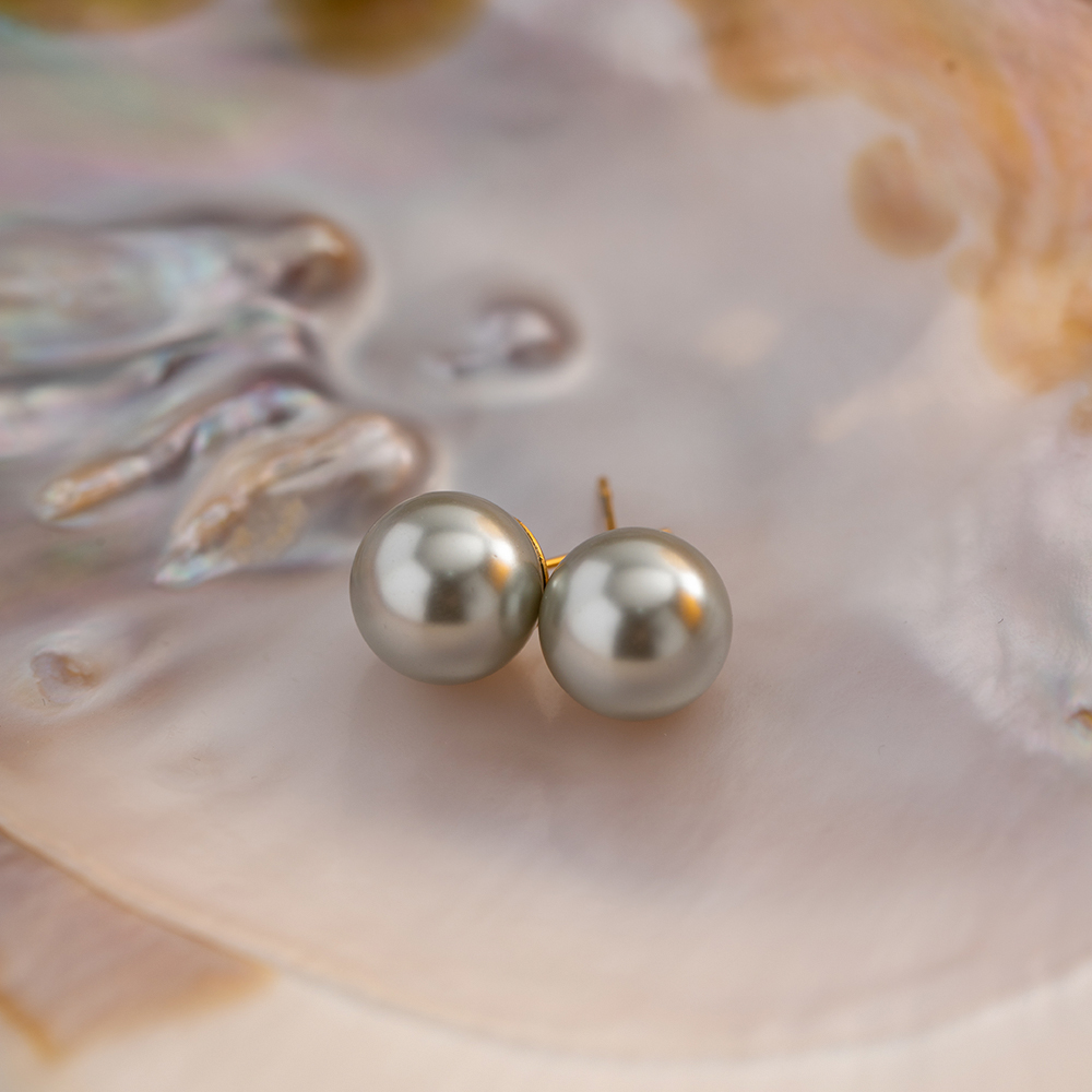 1 Pair IG Style Elegant Round Plating Inlay 304 Stainless Steel Imitation Pearl Artificial Pearls Ear Studs display picture 3