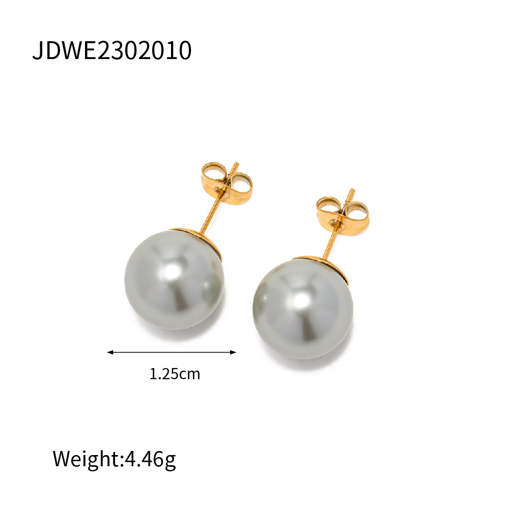 1 Paire Style IG Élégant Rond Placage Incruster Acier Inoxydable 304 Perle D'Imitation Perles Artificielles Boucles D'Oreilles display picture 1