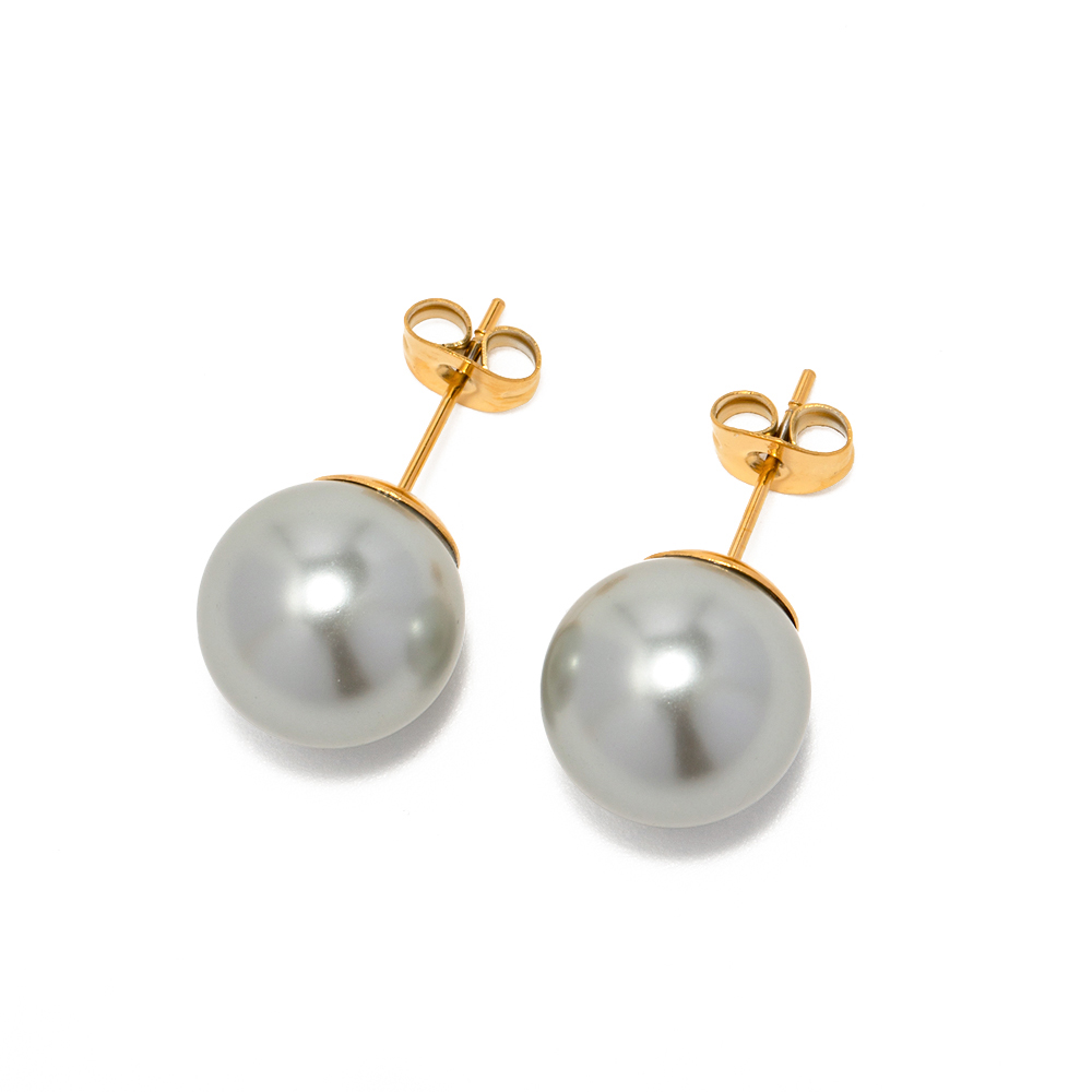 1 Pair IG Style Elegant Round Plating Inlay 304 Stainless Steel Imitation Pearl Artificial Pearls Ear Studs display picture 8