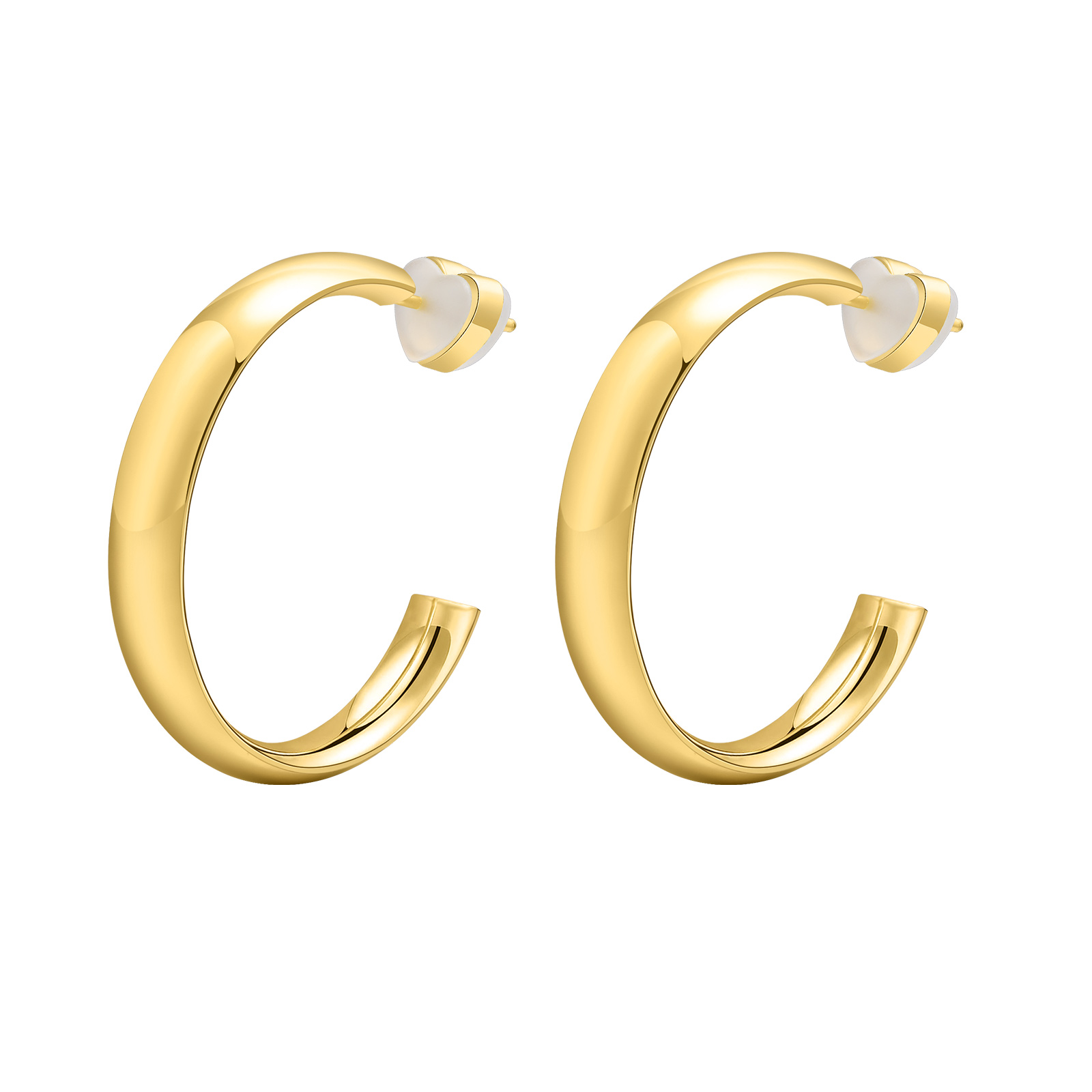1 Pair Classic Style Solid Color Polishing Plating 304 Stainless Steel 18K Gold Plated Earrings display picture 1