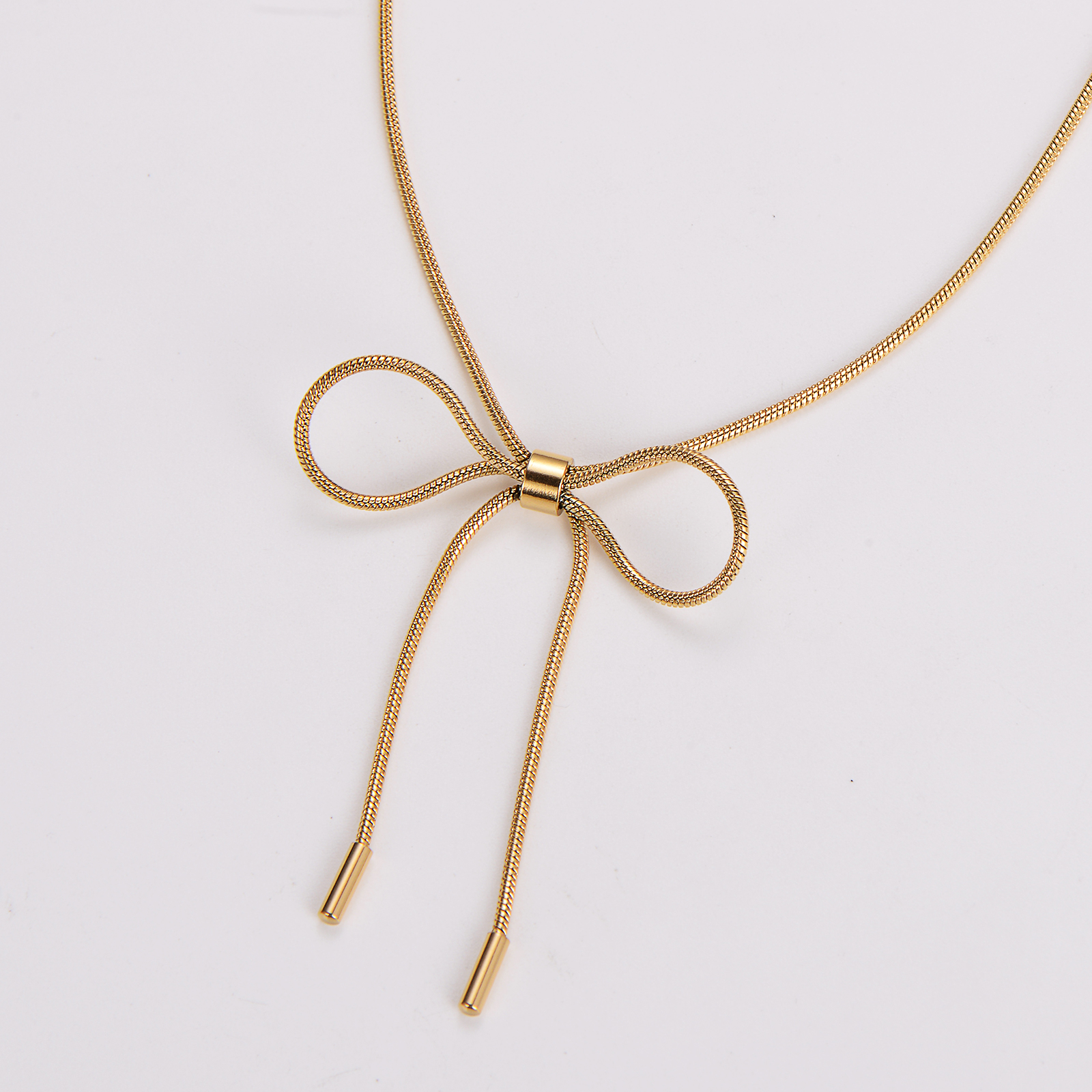 304 Stainless Steel 18K Gold Plated Rose Gold Plated Casual Cute Sweet Bow Knot Necklace display picture 3