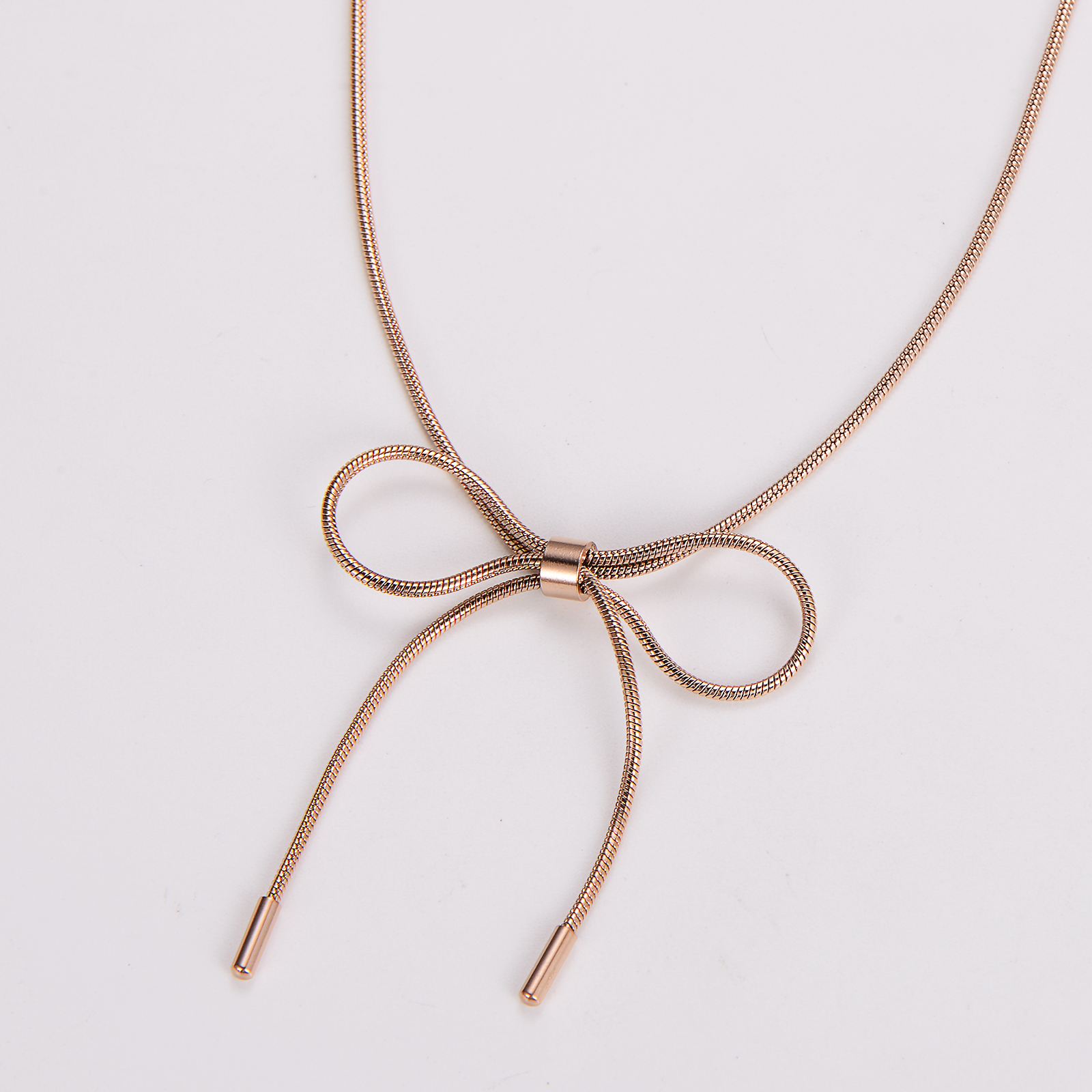 304 Stainless Steel 18K Gold Plated Rose Gold Plated Casual Cute Sweet Bow Knot Necklace display picture 4