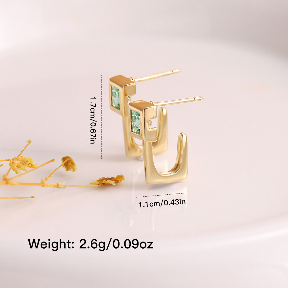 Copper 18K Gold Plated Simple Style Inlay Geometric Zircon Ear Studs display picture 10