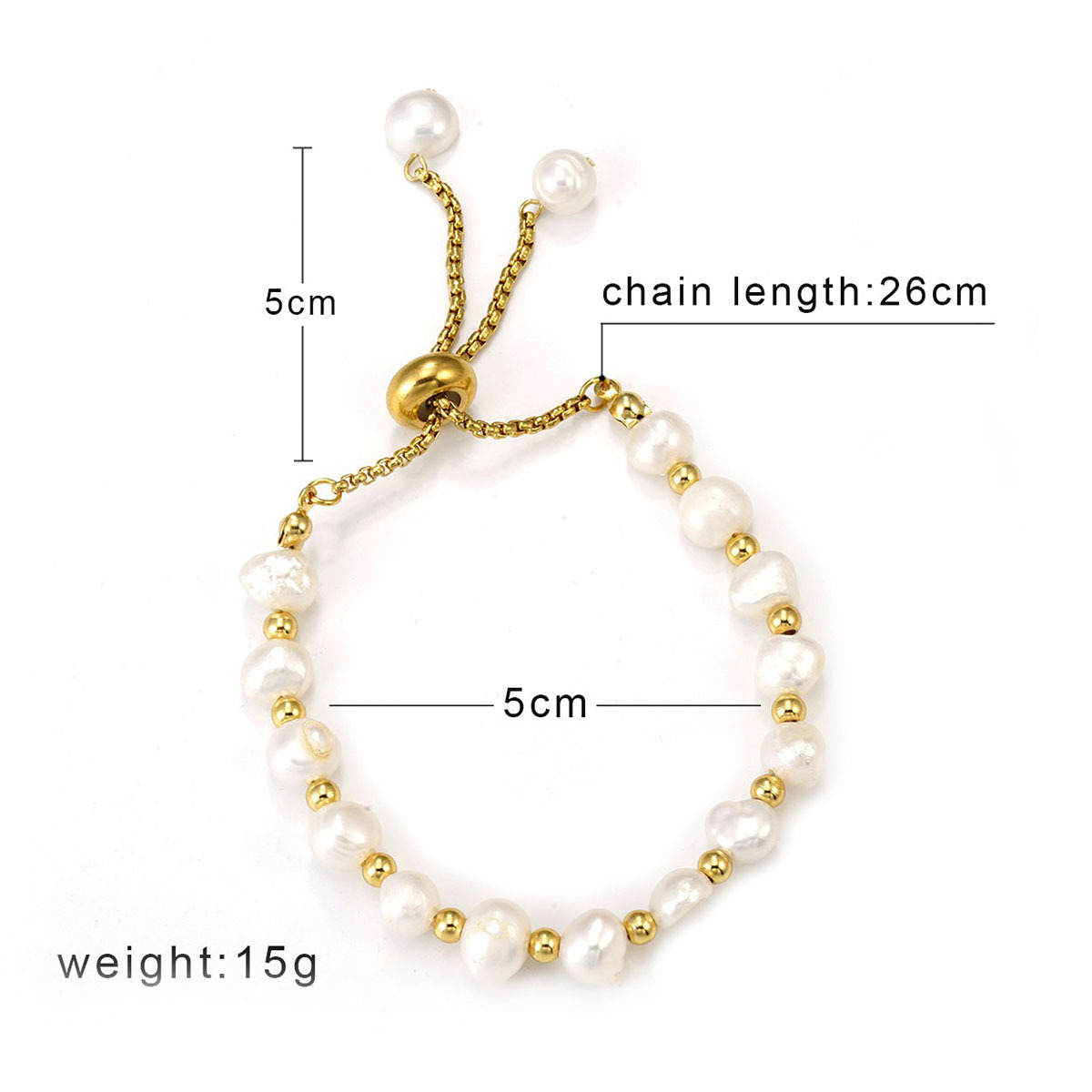French Style Simple Style Round 304 Stainless Steel Freshwater Pearl 18K Gold Plated Freshwater Pearl Bracelets In Bulk display picture 1