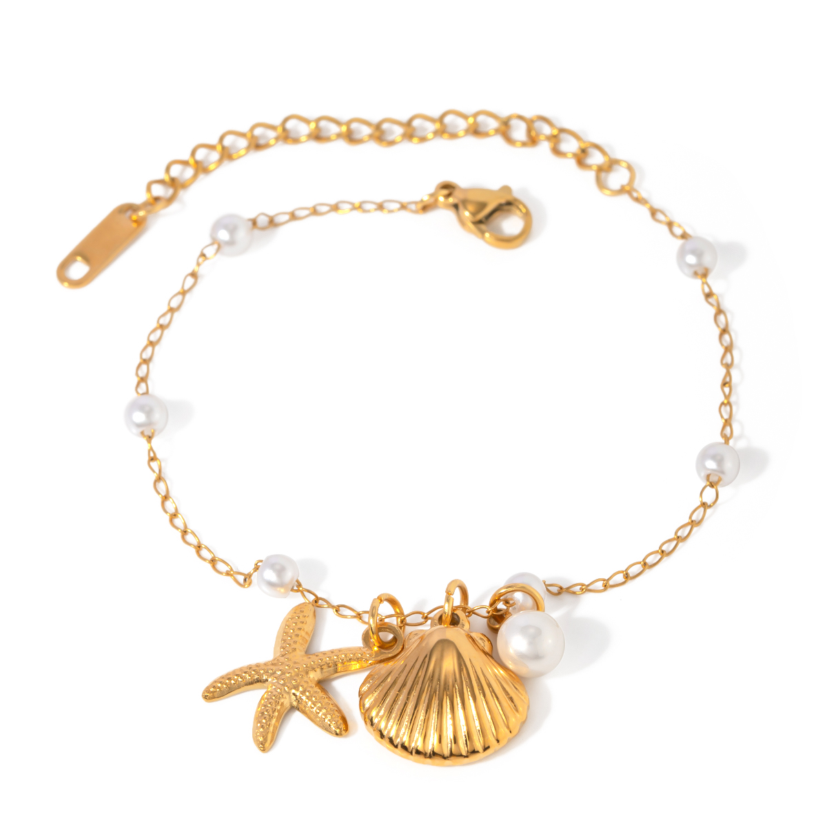 Casual Beach Starfish Shell 304 Stainless Steel 18K Gold Plated Bracelets In Bulk display picture 7