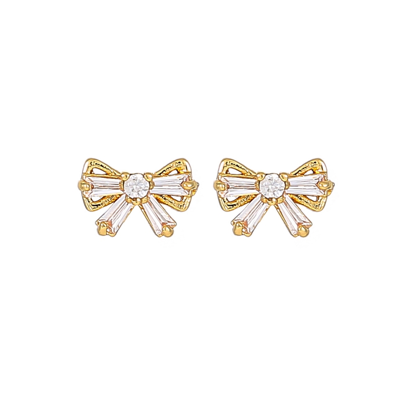 1 Pair Elegant Sweet Simple Style Bow Knot Inlay Copper Zircon Ear Studs display picture 5