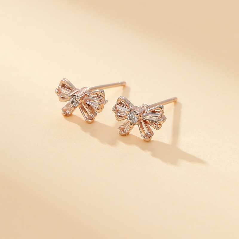1 Pair Elegant Sweet Simple Style Bow Knot Inlay Copper Zircon Ear Studs display picture 4