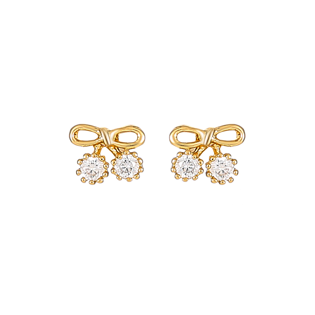 1 Pair Elegant Sweet Simple Style Cherry Hollow Out Inlay Copper Zircon Ear Studs display picture 5