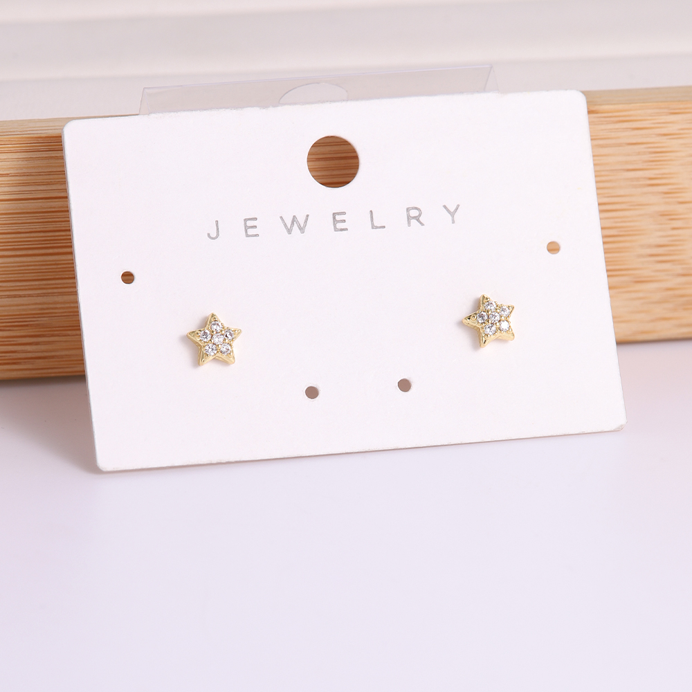 Copper 18K Gold Plated Sweet Simple Style Inlay Star Moon Zircon Ear Studs display picture 3