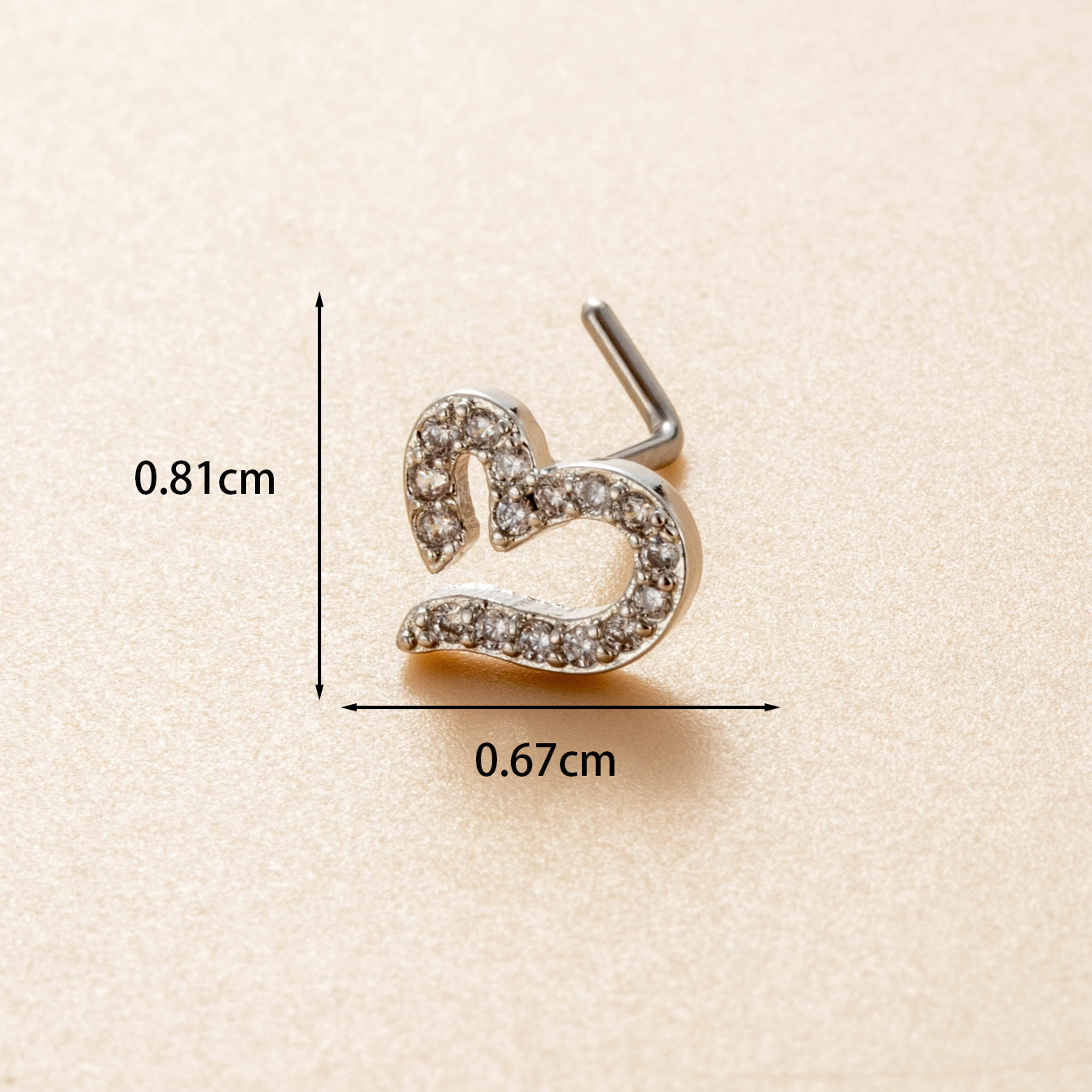 1 Piece Nose Rings & Studs Casual Simple Style Classic Style Heart Shape 316L Stainless Steel  Copper Inlay Zircon Nose Rings & Studs display picture 1