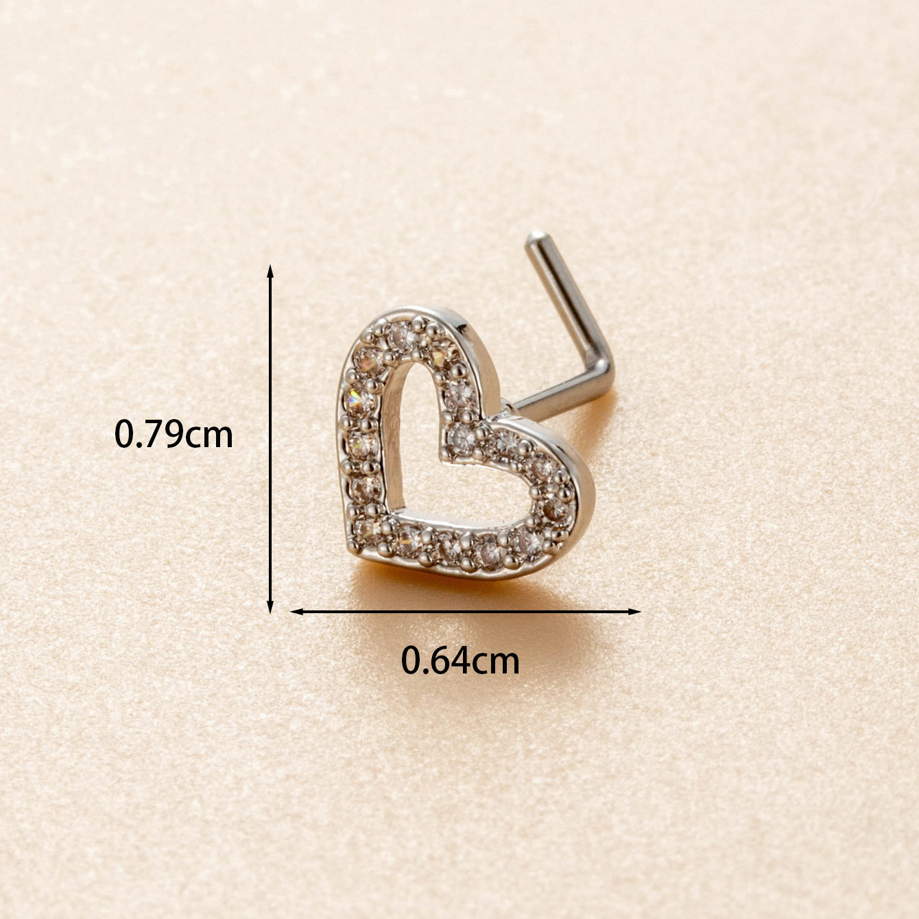 1 Piece Nose Rings & Studs Casual Simple Style Classic Style Heart Shape 316L Stainless Steel  Copper Inlay Zircon Nose Rings & Studs display picture 2