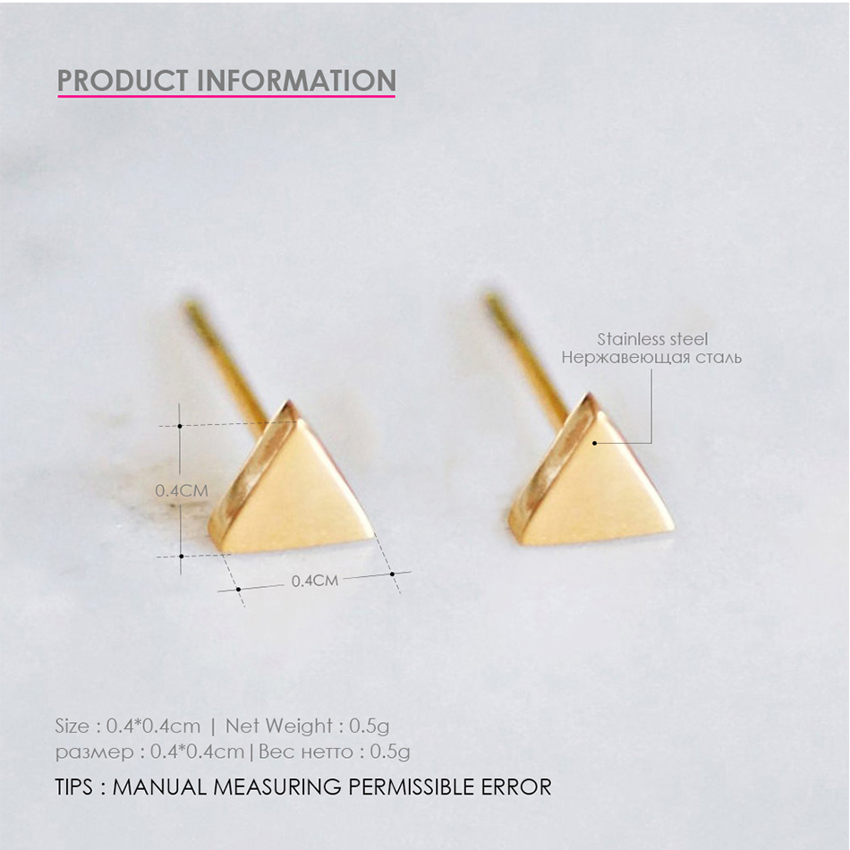 1 Pair Casual Simple Style Triangle 304 Stainless Steel 14K Gold Plated Ear Studs display picture 2