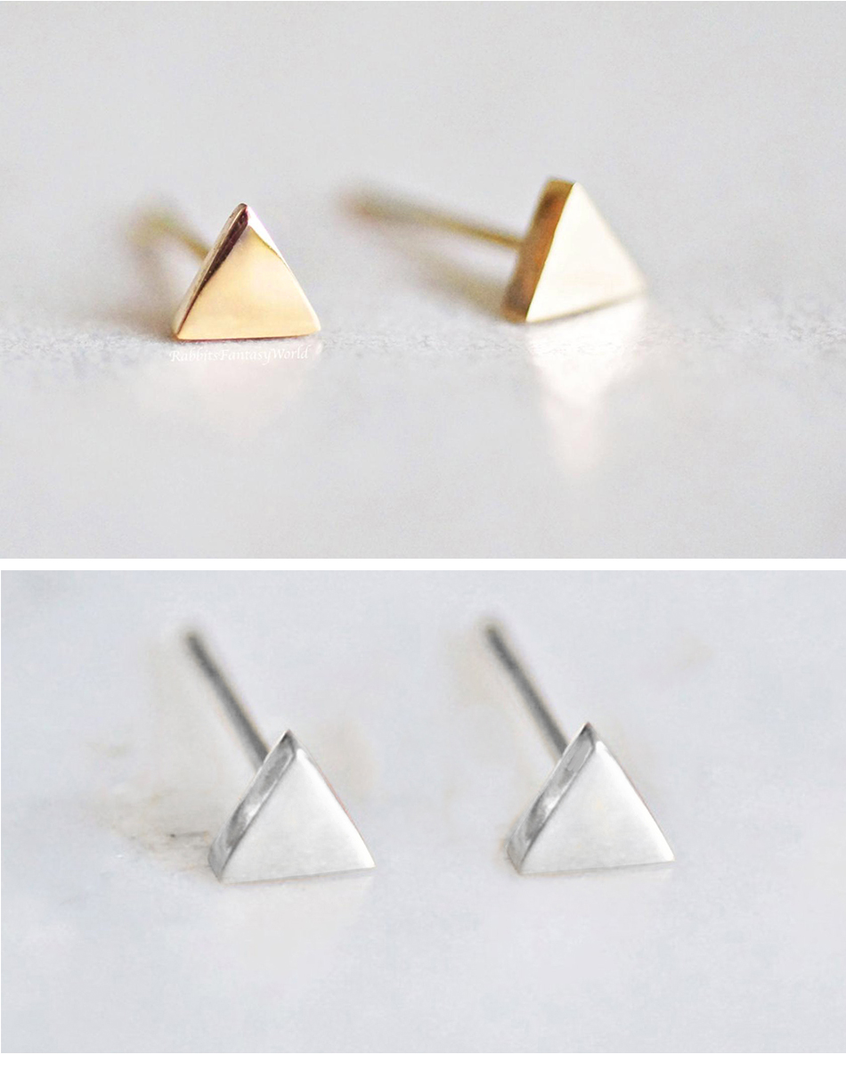 1 Pair Casual Simple Style Triangle 304 Stainless Steel 14K Gold Plated Ear Studs display picture 3