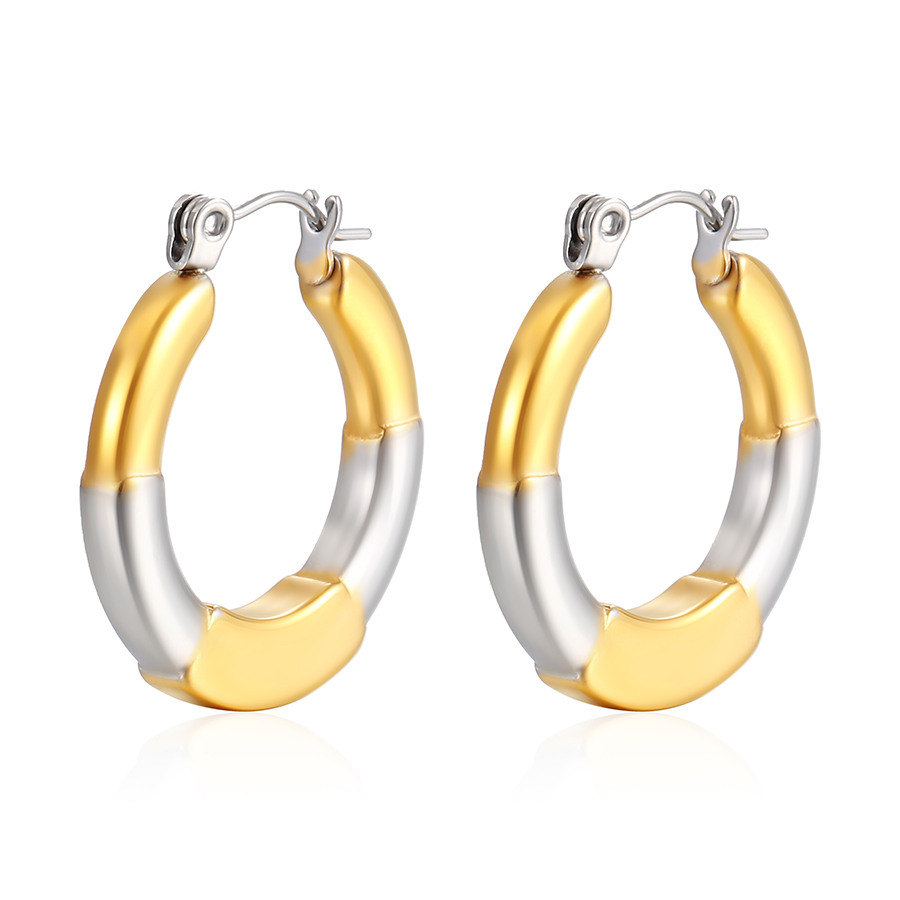 1 Pair IG Style Casual Retro Color Block Polishing 304 Stainless Steel 18K Gold Plated Earrings display picture 1