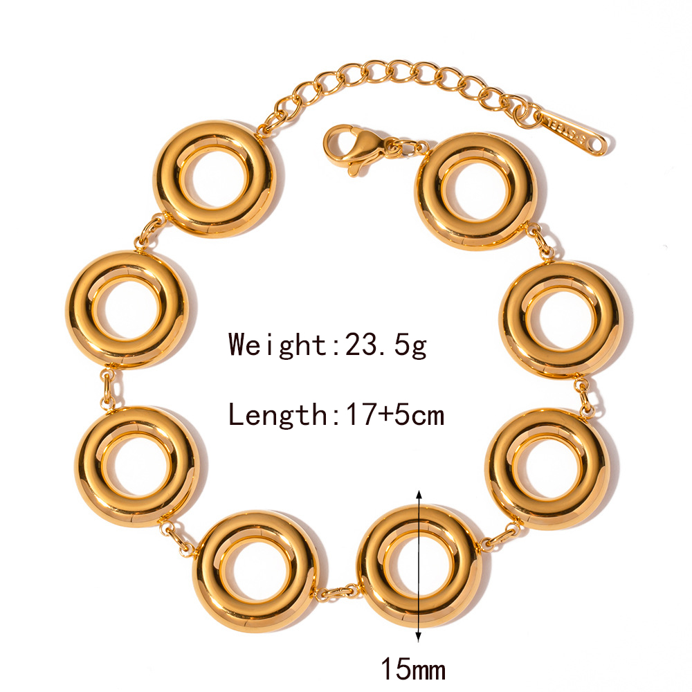 Basic Vintage Style Commute Round 304 Stainless Steel 18K Gold Plated Bracelets In Bulk display picture 1