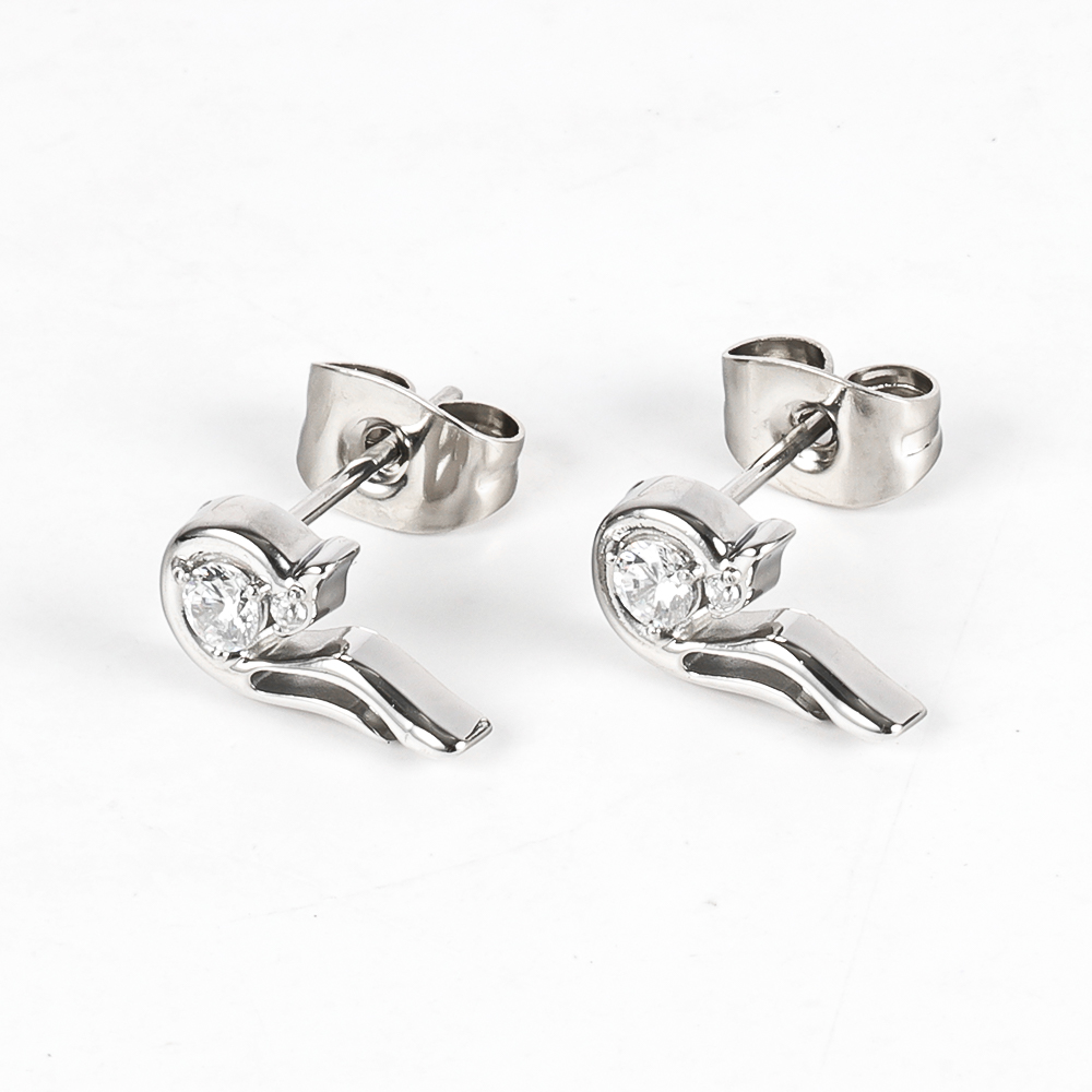 1 Pair Simple Style Classic Style Squirrel Polishing Inlay 304 Stainless Steel Zircon 18K Gold Plated Ear Studs display picture 2