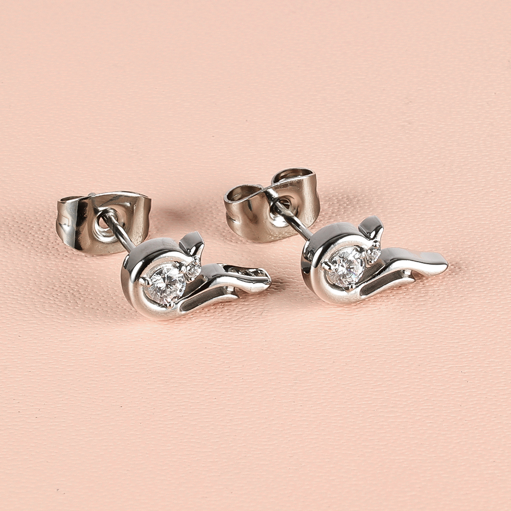 1 Pair Simple Style Classic Style Squirrel Polishing Inlay 304 Stainless Steel Zircon 18K Gold Plated Ear Studs display picture 3