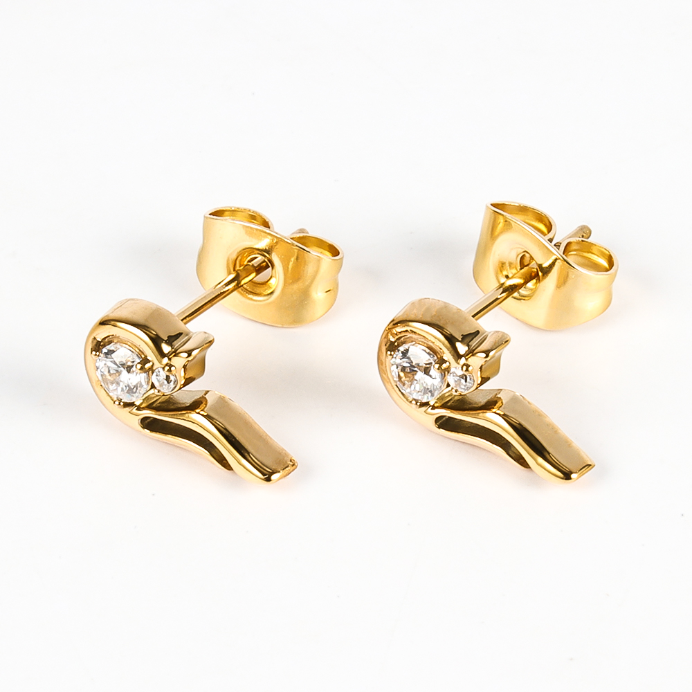 1 Pair Simple Style Classic Style Squirrel Polishing Inlay 304 Stainless Steel Zircon 18K Gold Plated Ear Studs display picture 6