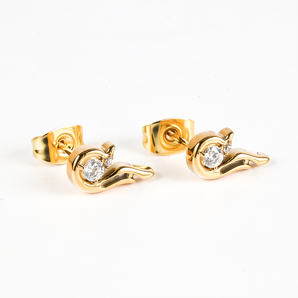 1 Pair Simple Style Classic Style Squirrel Polishing Inlay 304 Stainless Steel Zircon 18K Gold Plated Ear Studs display picture 7