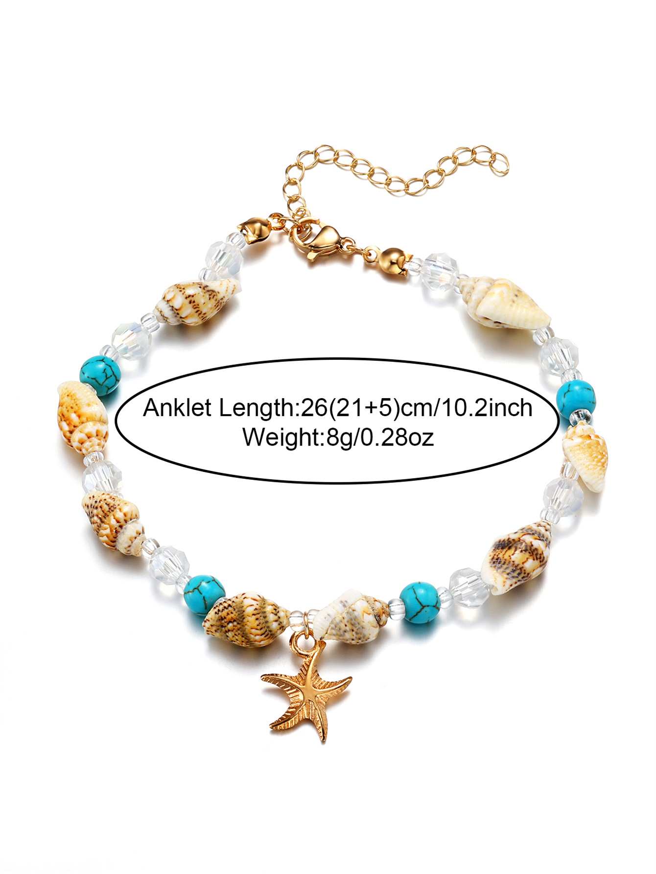 Casual Beach Starfish Conch Natural Stone Beaded Women's Anklet display picture 7