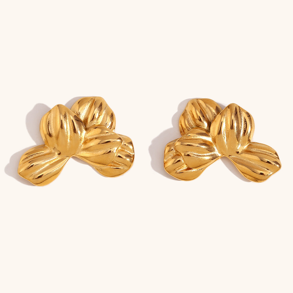 1 Pair Basic Vintage Style Commute Flower Plating 304 Stainless Steel 18K Gold Plated Ear Studs display picture 7