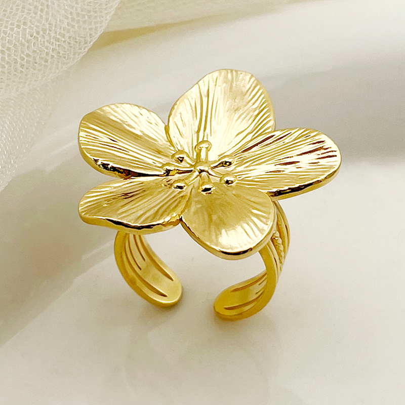304 Stainless Steel 14K Gold Plated Sexy Sweet Commute Plating Inlay Flower Butterfly Pearl Zircon Rings display picture 3