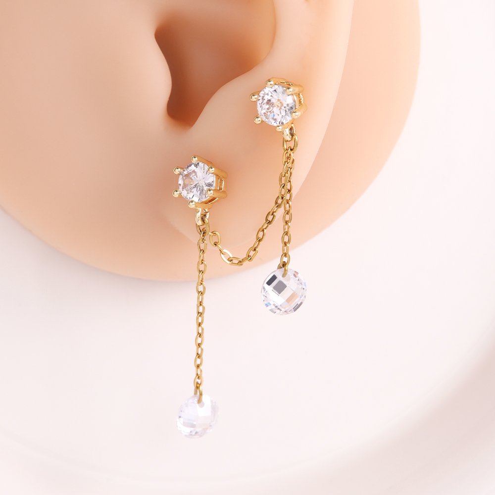 Copper 18K Gold Plated Simple Style Classic Style Plating Inlay Solid Color Zircon Ear Line display picture 1