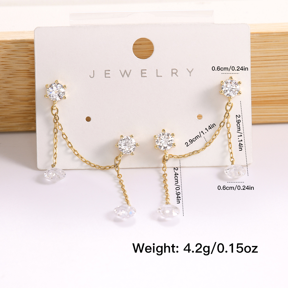 Copper 18K Gold Plated Simple Style Classic Style Plating Inlay Solid Color Zircon Ear Line display picture 3