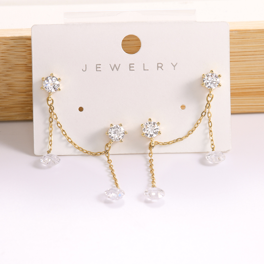 Copper 18K Gold Plated Simple Style Classic Style Plating Inlay Solid Color Zircon Ear Line display picture 2