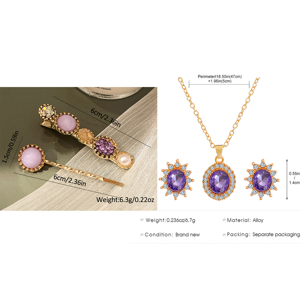 Elegant Romantic Shiny Round Acrylic Rhinestones Arylic Alloy Wholesale Jewelry Set display picture 1