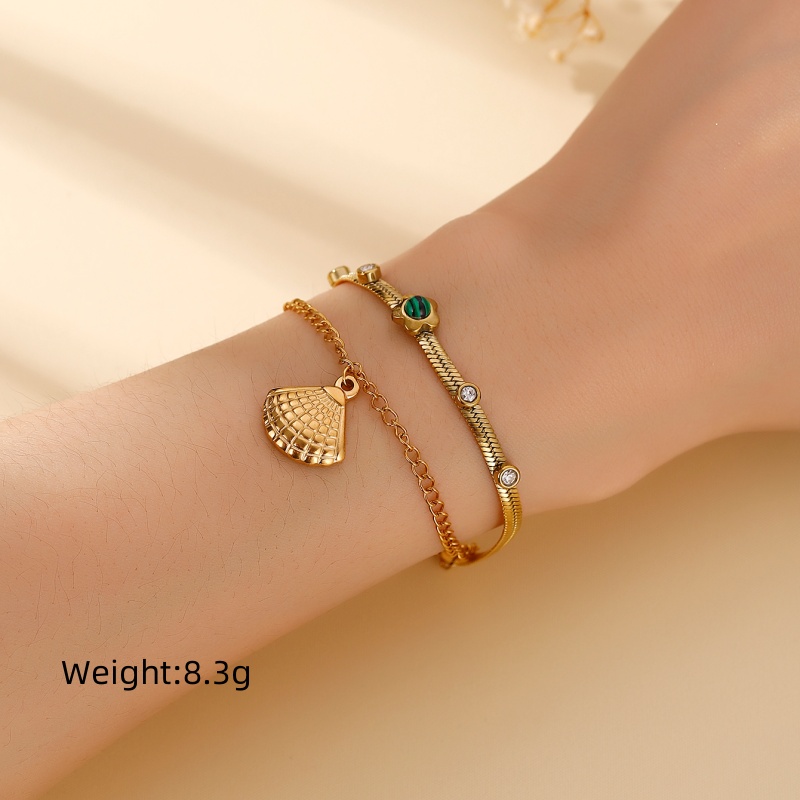 Tropical Modern Style Solid Color 304 Stainless Steel 18K Gold Plated Zircon Bracelets In Bulk display picture 12