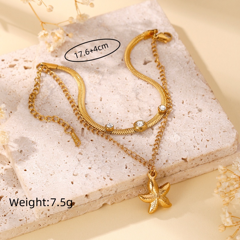 Tropical Modern Style Solid Color 304 Stainless Steel 18K Gold Plated Zircon Bracelets In Bulk display picture 13