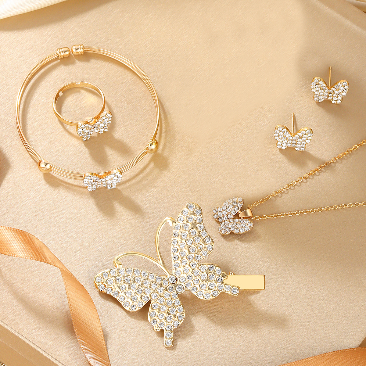 Elegante Romántico Brillante Mariposa Diamantes De Imitación Aleación Venta Al Por Mayor Conjunto De Joyas display picture 5