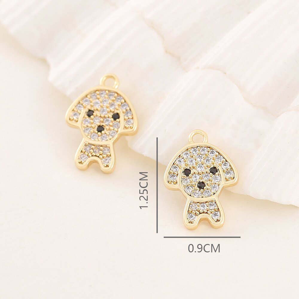1 Piece 9 * 12mm Copper Zircon 18K Gold Plated Dog Polished Pendant display picture 2