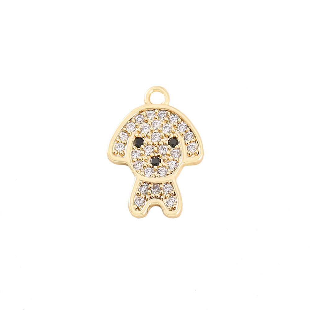1 Piece 9 * 12mm Copper Zircon 18K Gold Plated Dog Polished Pendant display picture 6
